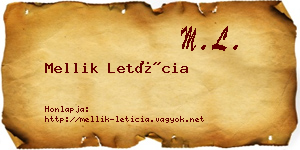 Mellik Letícia névjegykártya